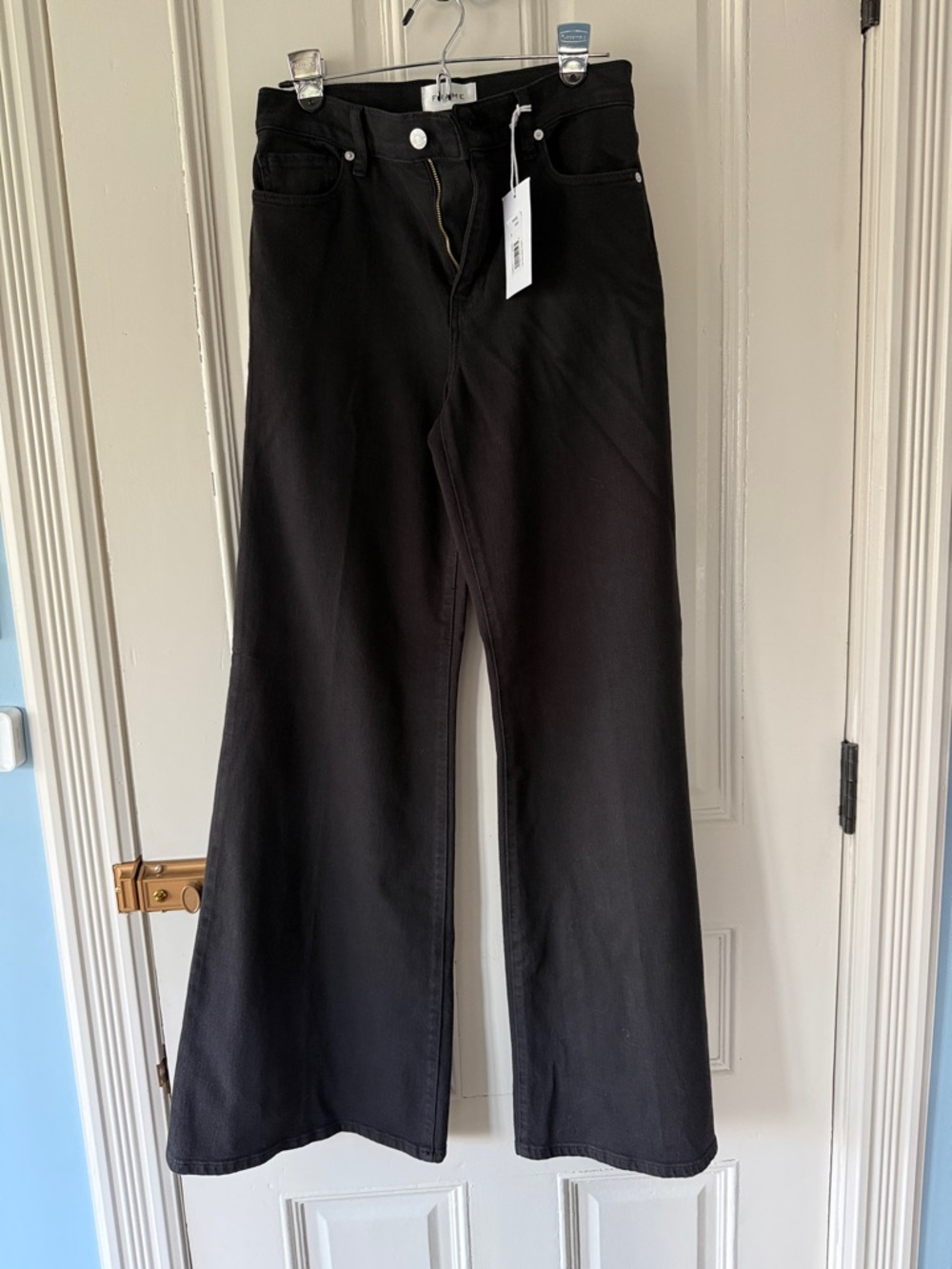 Frame Denim Black le Palazzo High-Rise Wide-Leg Jeans